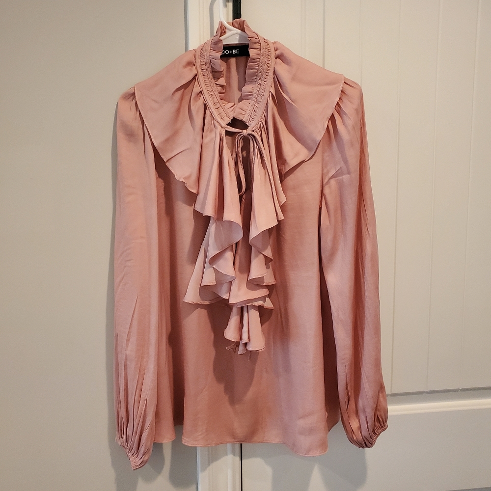 DO + BE Get In Touch Satin Ruffle Blouse - Picture 2 of 6